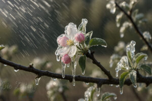 Eis gegen Frost – Warum Bauern ihre Obstblüten mit Wasser besprühen